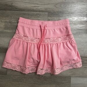 Pink Lace Trim Skirt